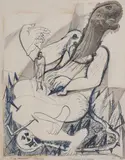 Le Chemin de la guerre by Henry de Waroquier, 1946, Encre et collages, sold Apr 2022