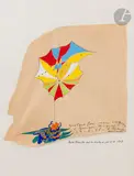 et André BEAUDIN (1904-1974) Composition by Georges Hugnet, 1948, Encre et gouache sur nappe, sold Apr 2022