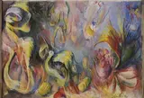 Nature fantastique, circa 1950 by Louis Thomas, Aquarelle et crayon de couleurs, sold Nov 2021