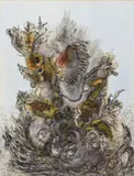 Composition surréaliste by Luc Maize, Technique mixte, aquarelle et encre, sold Nov 2021