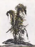 Composition surréaliste by Luc Maize, 1973, Technique mixte, aquarelle et encre, sold Nov 2021