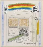 Sans titre by Raymond-Émile Waydelich, 1979, Technique mixte (pastel, aquarelle, mine de plomb) et collage de biscuits de crayon et d'u, sold Nov 2021