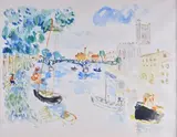Paysage fluvial by Jean Fusaro, Aquarelle, sold Nov 2021
