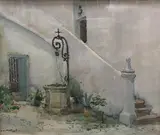 Le Patio à Palina by Louis Agricol Montagné, Pastel sur papier, sold Nov 2021