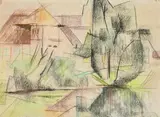 Les Cyprès by Joseph Csaky, Pastel sur papier, sold Nov 2021