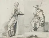 Etude pour deux Orientaux by Jean-Baptiste Lallemand, Crayon noir, plume et encre brune, sold Mar 2018