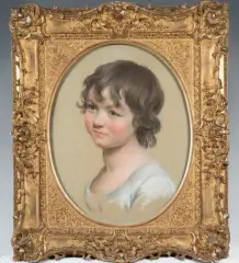 Portrait d'une petite fille by Joseph Ducreux, Pastel ovale, sold Mar 2018