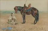 Cavalier arabe au repos by Alfred William Strutt, 1893, Aquarelle, sold Dec 2017