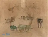 Étude de charrettes by Johan Jongkind, Aquarelle et crayon noir, sold Dec 2017