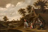 Le goûter des enfants devant l'auberge by Thomas van Apshoven, Panneau de chêne, parqueté, sold Dec 2017