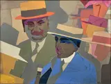 Portrait du Prince Samad Khan Momtaz by Sarah Lipska, 1922, Collage et gouache, sold Nov 2017