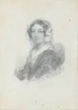 Portrait de « Miss Margareth Louis Hay », Baronne Gudin by Franz Xaver Winterhalter, Crayon noir, sold Apr 2009