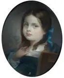Portrait d'Elizabeth Gudin baronne Meyendorff, dite Bessy, dans un tondo by Jean Antoine Théodore Gudin, 1856, Pastel sur toile Annoté au centre à gauche : « An, sold Apr 2009