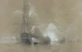 Marine : La rade de Brest, ses vaisseaux et un bateau à vapeur by Jean Antoine Théodore Gudin, 1858, Crayon noir, rehauts de craie blanche, sur papier beige Situé et daté en bas à gauche : «, sold Apr 2009