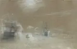 Marine : la reine Victoria en visite à Cherbourg by Jean Antoine Théodore Gudin, 1858, Crayon noir, craie blanche et estompe, sur papier beige, sold Apr 2009