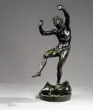 Faune dansant by Eugène-Louis Lequesne, Bronze à patine verte, sold Apr 2009