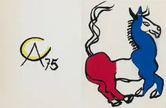 L'âne tricolore, 1975 Carte de voeux offerte par Calder à Roger Toulouse by Alexander Calder, Gouache sur papier monogrammé et daté, sold Mar 2009