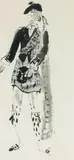 Personnage, en costume écossais « James » Maquette de costume pour « La Sylphide », ballet de Victor Gsovsky, musique J.M. Schneitzhoeffer, Ballets des Champs-E by Christian Bérard, Lavis d'encre noire et gouache sur papier, sold Dec 2008