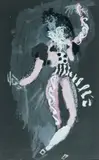 Danseur en habit rose et blanc Maquette de costume pour « Los Caprichos by Antoni Clavé, Gouache sur papier canson noir, sold Dec 2008