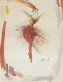 Danseuse sur pointes by Tom Keogh, Encre et aquarelle, sold Dec 2008