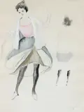 Maquette de costume pour « Le Bal des Blanchisseuses », chorégraphie Roland Petit, musique Vernon Duke, Ballets des Champs-Elysées by Stanislao Lepri, 1946, Aquarelle gouachée, sold Dec 2008
