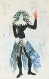 Furie » Maquette de costume pour « Orpheus », ballet en trois tableaux de David Lichine, musique Igor Stravinsky, Ballets des Champs-Elysées by Antoine Malliarakis Dit Mayo, 1949, Aquarelle et gouache sur traits de crayon , avec croquis et annotations au crayon, sold Dec 2008