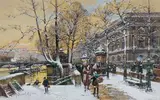 Effet de neige au quai du Louvre by Eugène Galien-Laloue, Gouache, sold Nov 2008