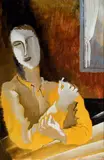Femme à la cigarette by Ossip Zadkine, Huile et gouache sur carton, sold Nov 2008
