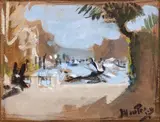 Gondole sur le canal à Venise by Pierre Eugène Montézin, Gouache, sold Dec 2017