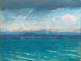 Pluie sur le lac de Neuchâtel by Gustave Poetzsch, 1905, Pastel, sold Dec 2017