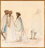 Marocains de Goulimine by Edy Legrand, Plume, encre brune, pastel et de gouache, sold Nov 2017