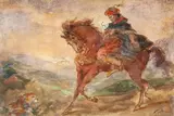 Cavalier Maure surpris par une lionne by Louis Devedeux, Aquarelle et rehauts de gouache, sold Nov 2017
