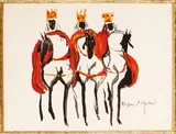 Les Rois Mages by Hassan El Glaoui, Gouache sur papier, sold Nov 2017