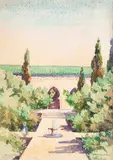 Fontaine à Dar Batha by Jean Marchand, Aquarelle, sold Nov 2017