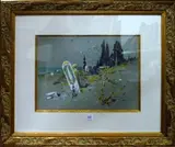 Cimetière à Brousse by Édouard Doigneau, Crayon, gouache et aquarelle situé et daté en bas à droite«(19)06, Brousse», sold Oct 2017