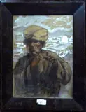 Le flutiste by Henri Jean Pontoy, Aquarelle rehaussée de gouache blanche, sold Oct 2017