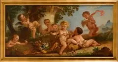 Enfants tressant des guirlandes de fleurs by Charles-Joseph Natoire, Toile Hauteur :, sold Dec 2023