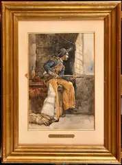 Espagnol au fusil by Étienne-Prosper Berne-Bellecour, Aquarelle, sold Nov 2023