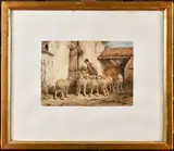 Retour à la bergerie by Félix Brissot de Warville, Aquarelle, sold Nov 2023