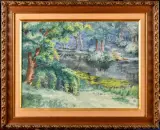 Cour d'eau en forêt by Auguste Allongé, Aquarelle, sold Nov 2023