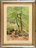 Rochers en forêt de Fontainebleau by Auguste Allongé, Aquarelle, sold Nov 2023