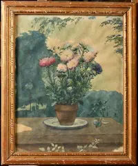 Fleurs en pot by Ernest Quost, Aquarelle, sold Nov 2023