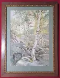 Les rochers en forêt de Fontainebleau by Auguste Allongé, Aquarelle signée en bas à gauche, sold Nov 2023