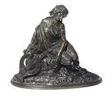 ET DUPLAN D'SALLE (?) Femme assise à la lyre by Jacques-Antoine Coinchon, Bronze à patine brun noir mordoré, sold Mar 2011