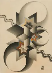 Étoiles et croissants by Marcel Lempereur-Haut, 1949, Mine de plomb et crayons de couleurs sur papier, sold Dec 2015