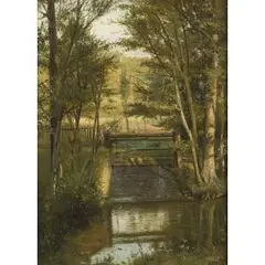 Partie aus dem vallendarer bachtaal by Heinrich Hartung, oil on board, sold Mar 2025