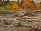 Palmer Rapids by A. Y. Jackson, 1962, oil on board, sold Apr 2017