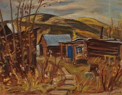 Pioneer Cabin, Dawson City, Yukon by A. Y. Jackson, 1964, oil on board, sold Apr 2017