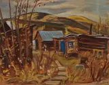 Pioneer Cabin, Dawson City, Yukon by A. Y. Jackson, 1964, oil on board, sold Apr 2017