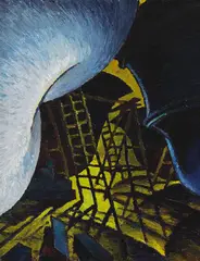 Boatyard by Sybil Andrews, oil on canvas, sold Mar 2017